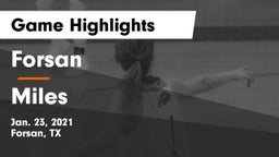 Forsan  vs Miles  Game Highlights - Jan. 23, 2021