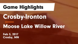 Crosby-Ironton  vs Moose Lake Willow River  Game Highlights - Feb 3, 2017
