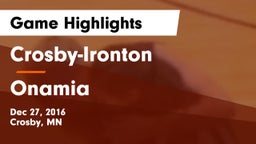 Crosby-Ironton  vs Onamia Game Highlights - Dec 27, 2016