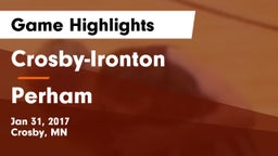 Crosby-Ironton  vs Perham  Game Highlights - Jan 31, 2017