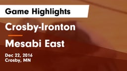 Crosby-Ironton  vs Mesabi East  Game Highlights - Dec 22, 2016