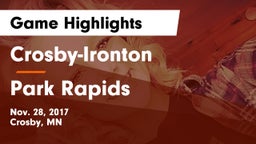 Crosby-Ironton  vs Park Rapids  Game Highlights - Nov. 28, 2017