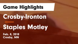 Crosby-Ironton  vs Staples Motley Game Highlights - Feb. 8, 2018