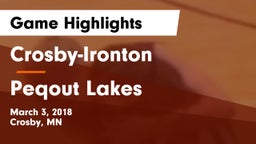 Crosby-Ironton  vs Peqout Lakes Game Highlights - March 3, 2018