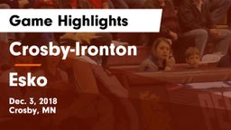Crosby-Ironton  vs Esko  Game Highlights - Dec. 3, 2018
