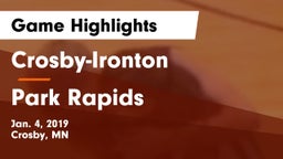 Crosby-Ironton  vs Park Rapids  Game Highlights - Jan. 4, 2019