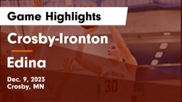 Crosby-Ironton  vs Edina  Game Highlights - Dec. 9, 2023