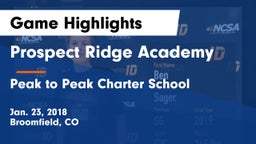 Prospect Ridge Academy vs Peak to Peak Charter School Game Highlights - Jan. 23, 2018