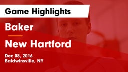 Baker  vs New Hartford  Game Highlights - Dec 08, 2016