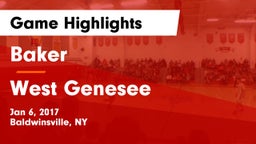 Baker  vs West Genesee Game Highlights - Jan 6, 2017