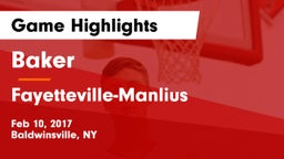 Baker  vs Fayetteville-Manlius  Game Highlights - Feb 10, 2017