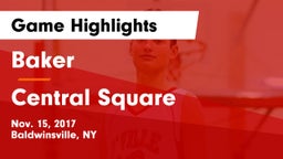 Baker  vs Central Square  Game Highlights - Nov. 15, 2017