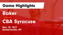 Baker  vs CBA Syracuse Game Highlights - Nov. 22, 2017