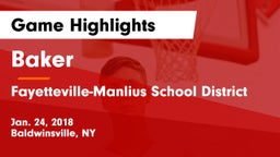 Baker  vs Fayetteville-Manlius School District  Game Highlights - Jan. 24, 2018