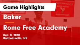 Baker  vs Rome Free Academy  Game Highlights - Dec. 8, 2018
