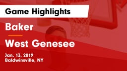 Baker  vs West Genesee  Game Highlights - Jan. 13, 2019