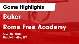 Baker  vs Rome Free Academy  Game Highlights - Jan. 20, 2020