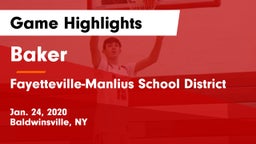 Baker  vs Fayetteville-Manlius School District  Game Highlights - Jan. 24, 2020