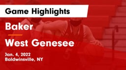 Baker  vs West Genesee  Game Highlights - Jan. 4, 2022