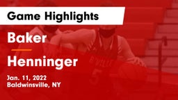 Baker  vs Henninger  Game Highlights - Jan. 11, 2022