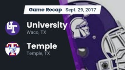 Recap: University  vs. Temple  2017
