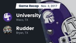Recap: University  vs. Rudder  2017