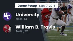 Recap: University  vs. William B. Travis  2018