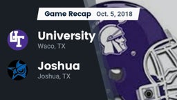 Recap: University  vs. Joshua  2018