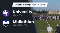 Recap: University  vs. Midlothian  2018