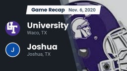 Recap: University  vs. Joshua  2020