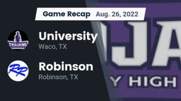 Recap: University  vs. Robinson  2022