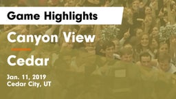 Canyon View  vs Cedar  Game Highlights - Jan. 11, 2019