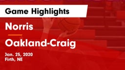 Norris  vs Oakland-Craig  Game Highlights - Jan. 25, 2020
