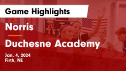 Norris  vs Duchesne Academy Game Highlights - Jan. 4, 2024