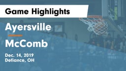 Ayersville  vs McComb  Game Highlights - Dec. 14, 2019