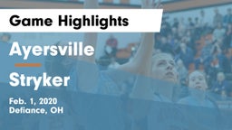 Ayersville  vs Stryker  Game Highlights - Feb. 1, 2020
