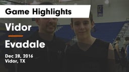 Vidor  vs Evadale  Game Highlights - Dec 28, 2016