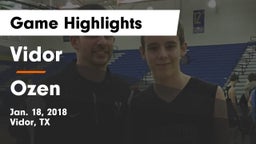 Vidor  vs Ozen  Game Highlights - Jan. 18, 2018