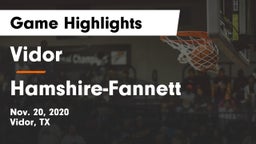 Vidor  vs Hamshire-Fannett  Game Highlights - Nov. 20, 2020