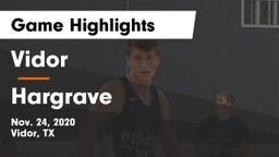 Vidor  vs Hargrave  Game Highlights - Nov. 24, 2020