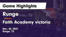 Runge  vs Faith Academy victoria Game Highlights - Nov. 28, 2023