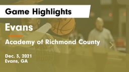 Evans  vs Academy of Richmond County  Game Highlights - Dec. 3, 2021