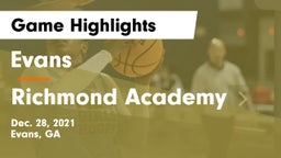 Evans  vs Richmond Academy Game Highlights - Dec. 28, 2021