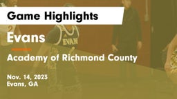 Evans  vs Academy of Richmond County Game Highlights - Nov. 14, 2023