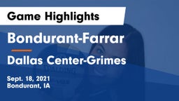 Bondurant-Farrar  vs Dallas Center-Grimes  Game Highlights - Sept. 18, 2021