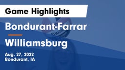Bondurant-Farrar  vs Williamsburg  Game Highlights - Aug. 27, 2022