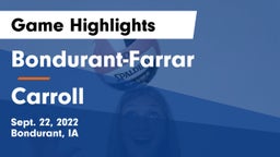 Bondurant-Farrar  vs Carroll  Game Highlights - Sept. 22, 2022