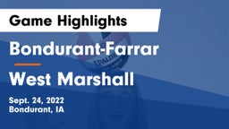 Bondurant-Farrar  vs West Marshall  Game Highlights - Sept. 24, 2022