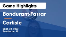 Bondurant-Farrar  vs Carlisle  Game Highlights - Sept. 24, 2022