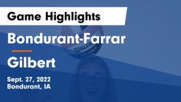 Bondurant-Farrar  vs Gilbert  Game Highlights - Sept. 27, 2022